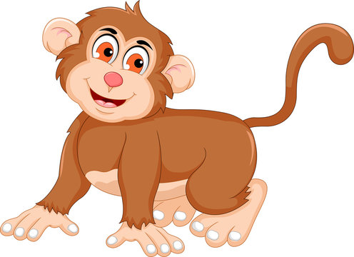 cute monkey cartoon posing 