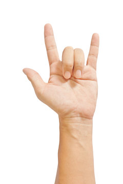 Love hand sign isolated on white background with clipping path.