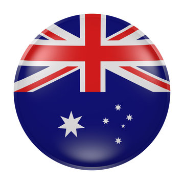 Australia button on white background