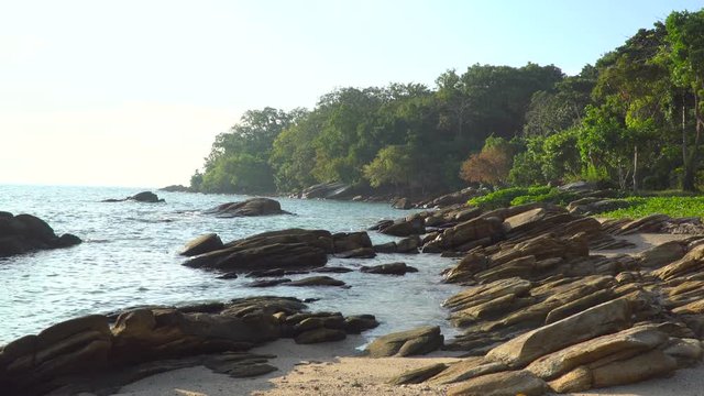 Coastline, Ocean with rocks jutting out of the water.