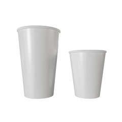 Fast food isolated white paper cups.