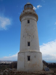 Fototapeta na wymiar white lighthouse in historical site of kato pafos