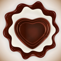 Heart-shaped chocolate candy vector illustration for your design