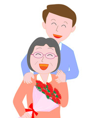 Obraz na płótnie Canvas 母の日に感謝の花束を贈る