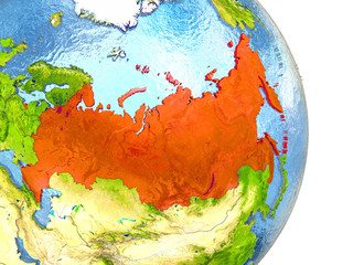 Russia in red on Earth
