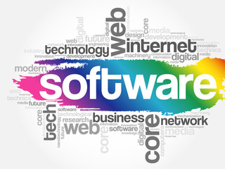 Obraz premium Software word cloud collage, business concept background