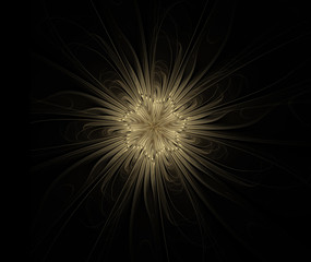 Abstract golden flower on a black background