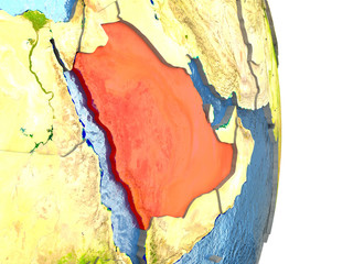 Saudi Arabia in red on Earth