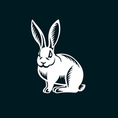 Rabbit illustration on black background.