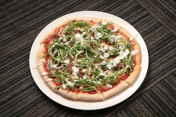 pizza with salad