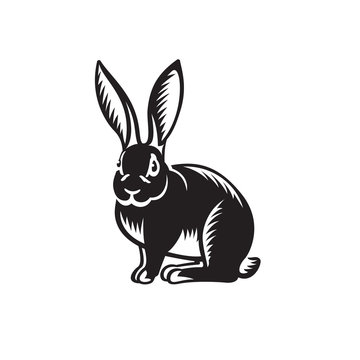 Rabbit illustration on white background.
