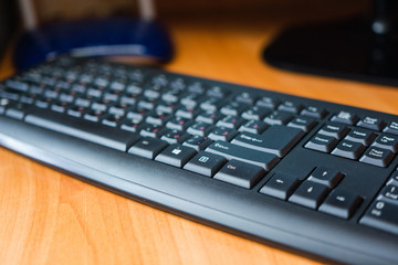 The keyboard on a desktop