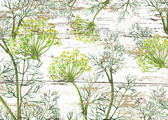 Panele Szklane Podświetlane  Akwarela wzór rośliny kopru