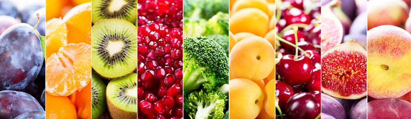 collage of fresh fruits and vegetables