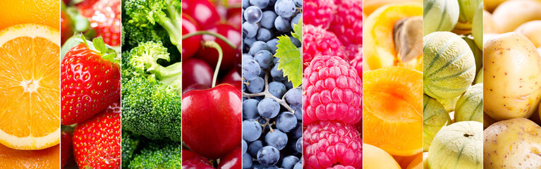 collage of fresh fruits and vegetables