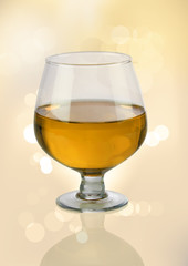 White Wine Glass with Blurred Lights Bokeh Background