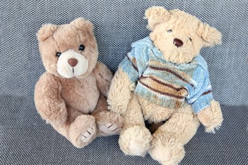 brown bear doll sitting in brown box