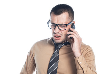 Angry businessman on phone