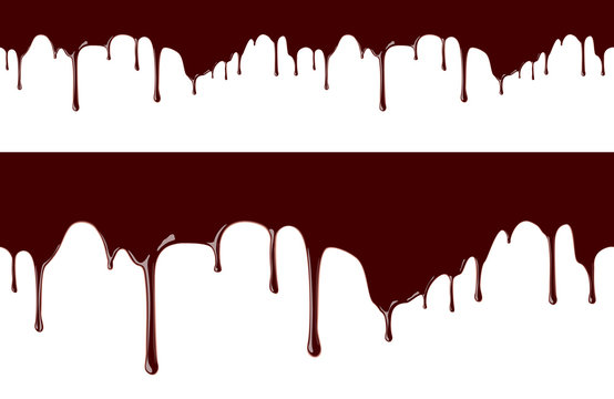 Melted chocolate syrup leaking on white background vector seamless illustration