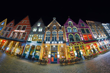 Fototapeta na wymiar Christmas Old Market square in Bruges