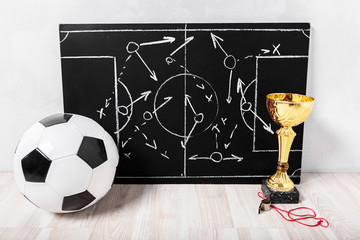 Soccer plan chalk board with formation tactic
