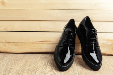 women shoes on wooden background