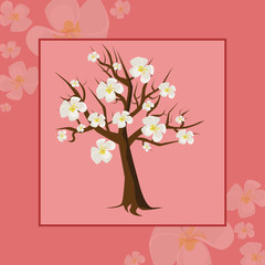 Fototapeta na wymiar flowering tree cherry frame