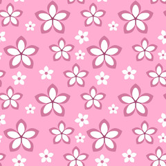 Spring flower sakura seamless pattern. Cute flower isolated on pink background for your design. Vector illustration