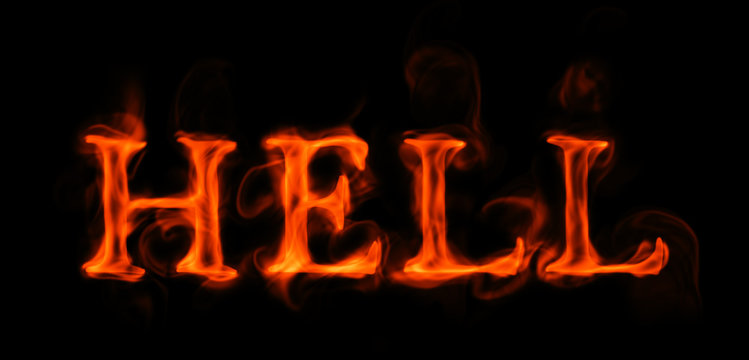 Hell (flaming word on black)