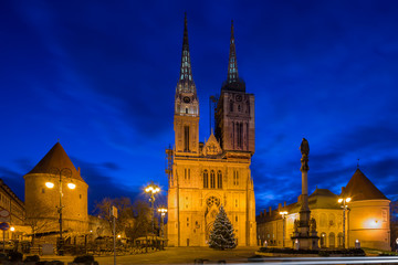 Fototapeta na wymiar morning view of Zagreb cathedral. Croatia.
