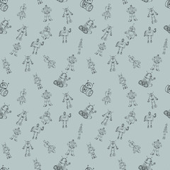 Robot doodles pattern.