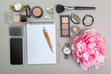 View on women bag stuff