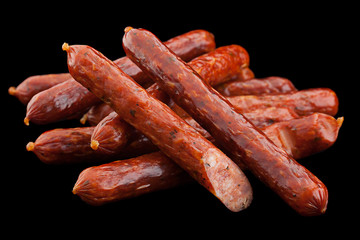Small smoked sausage on black