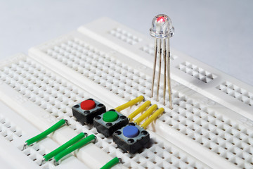 RGB Light-emitting diode on a breadboard