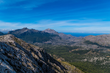 Fototapeta premium Puig de Massanella and Major in Tramuntana mountains, Mallorca, Spain