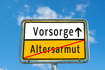 Vorsorge/Altersarmut Schild