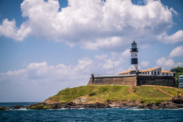 Fototapeta na wymiar Barra Lighthouse (Farol da Barra) in Salvador, Bahia