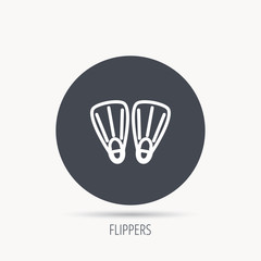 Swimming flippers icon. Diving sign symbol. Round web button with flat icon. Vector