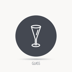 Champagne glass icon. Goblet sign. Alcohol drink symbol. Round web button with flat icon. Vector
