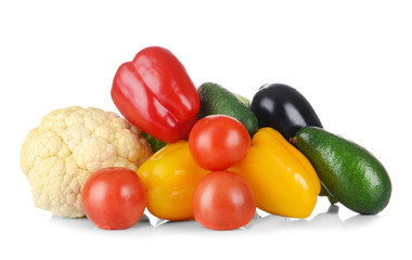 Group of fresh vegetables on white background