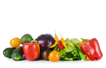 Group of fresh vegetables on white background
