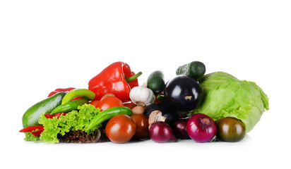 Group of fresh vegetables on white background