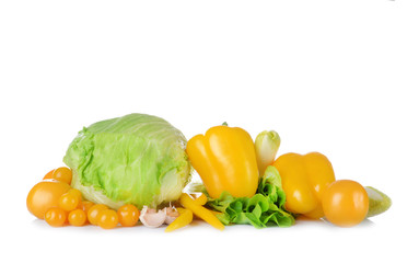 Group of fresh vegetables on white background