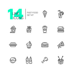 Fast Food Cafe Menu Icons Set