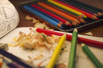 Adult coloring book. Colored pencils. Antistress