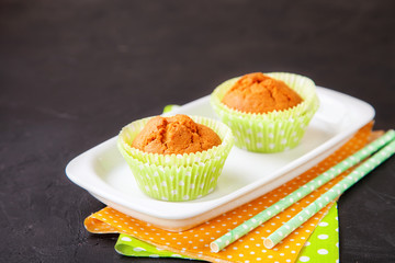 cakes on a table, selective focus, copy space