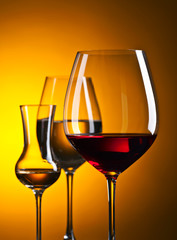 glasses with red and white wine