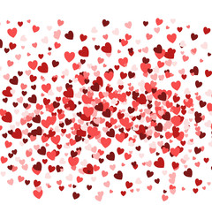 Valentine's day background, romantic texture. Hearts confetti backdrop. Vector illustration