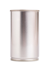 Single metal can isolated on white background