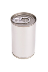 Single metal can isolated on white background